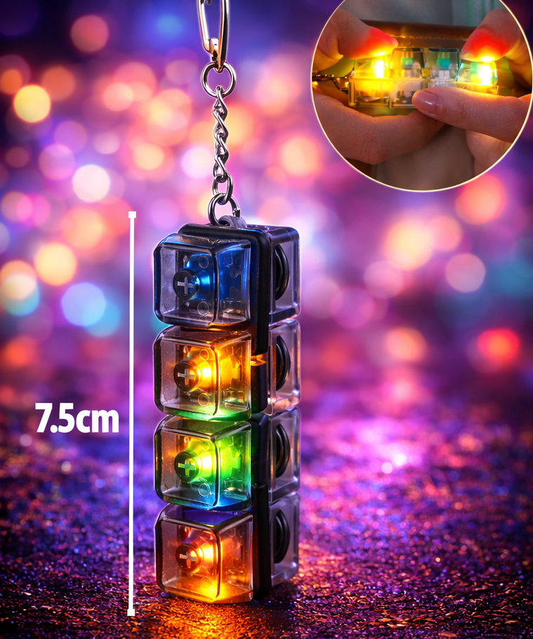 Gadget Anti-Stress Lumineux LED (4 touches) – Fidget Porte-clés Relaxant